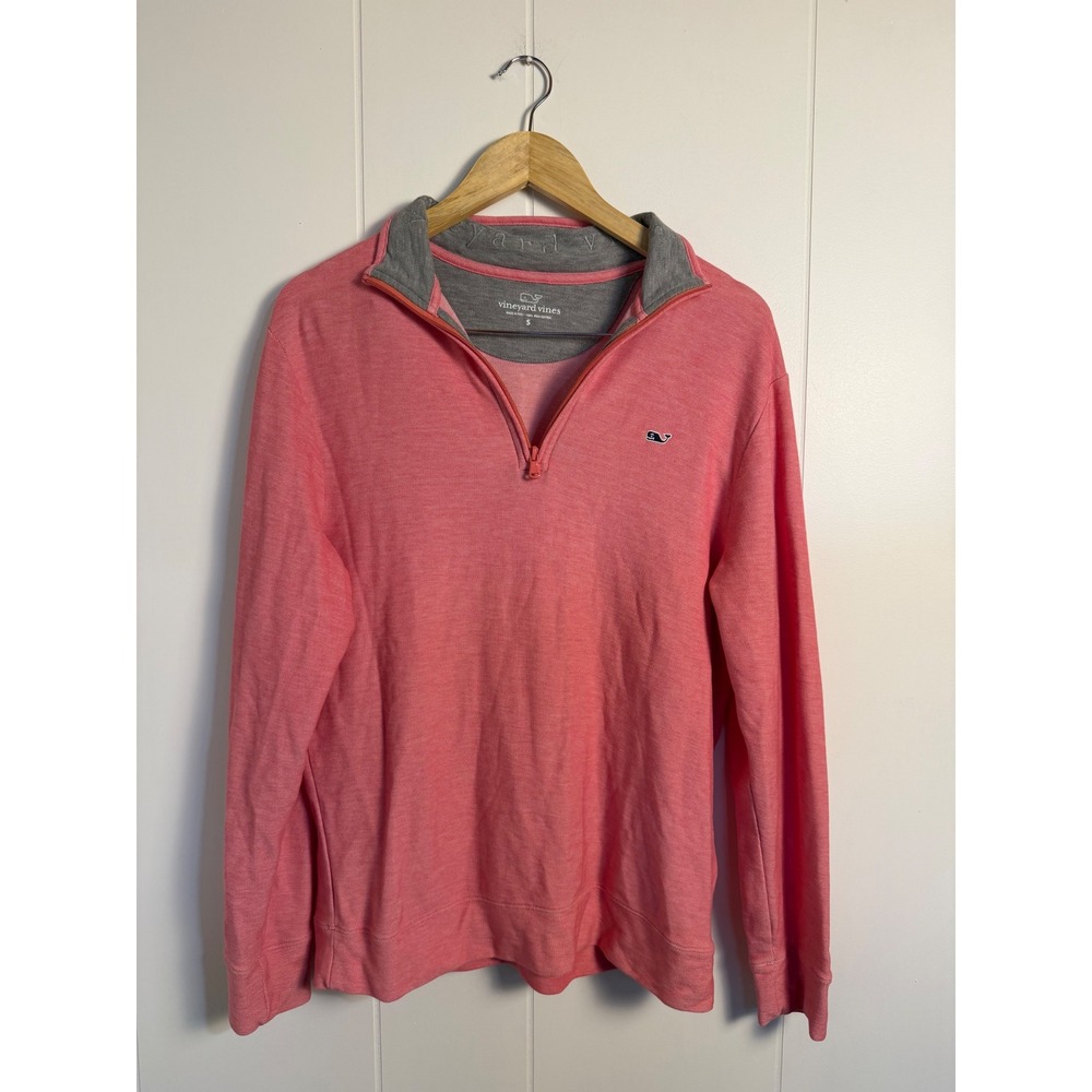Vineyard Vines 1/4 Zip Pullover Small Pink Pima Cotton Long Sleeve Preppy